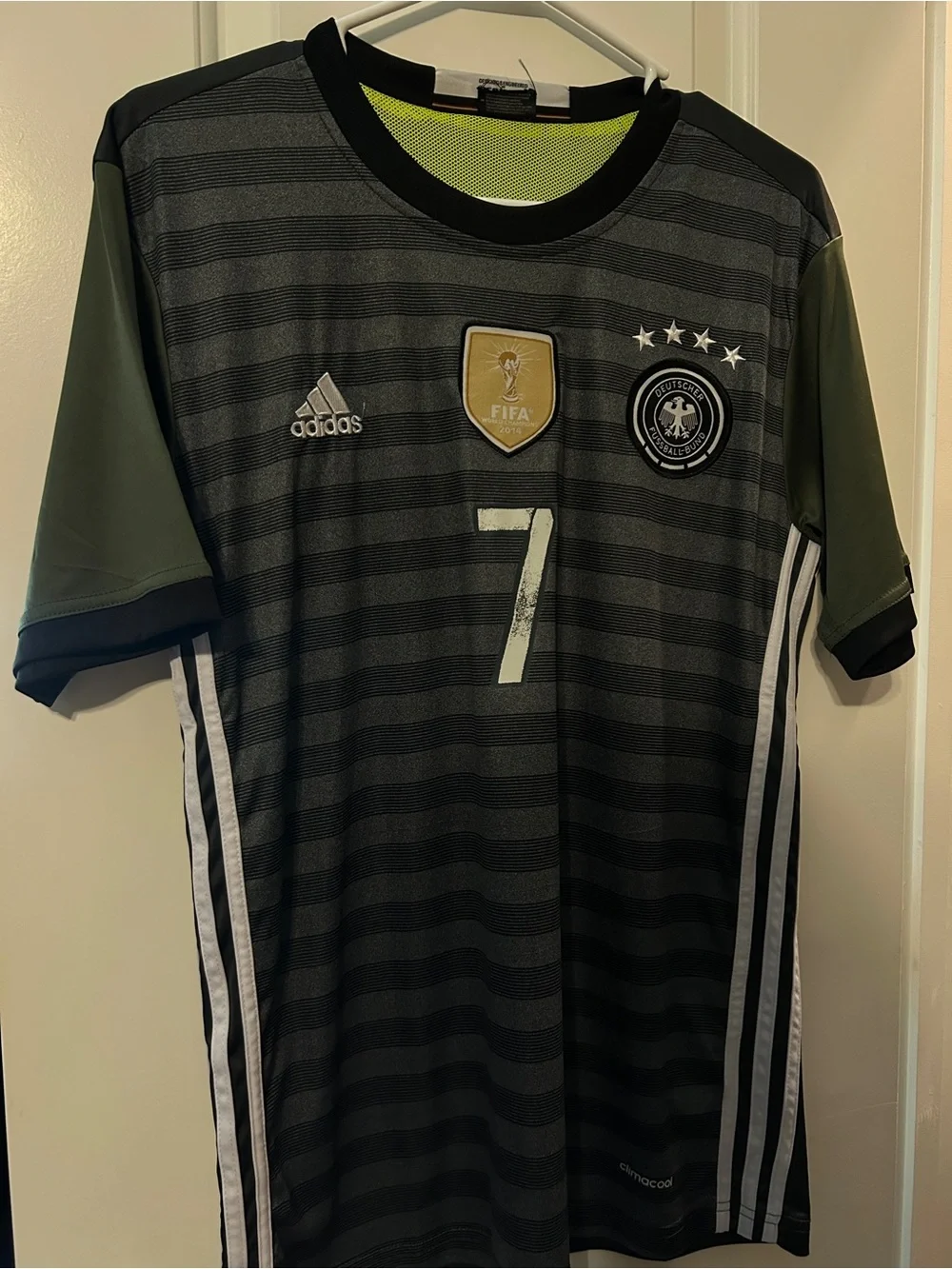 adidas Men’s Germany #7 Football Jersey - Black with Olive Accents